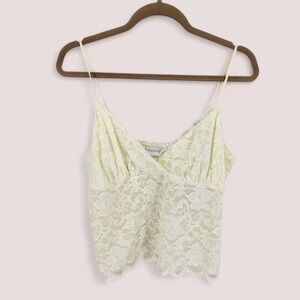 Vintage Y2K Lace Cami Top Large Fairy Coquette Angel 90s Femme Festival Cream